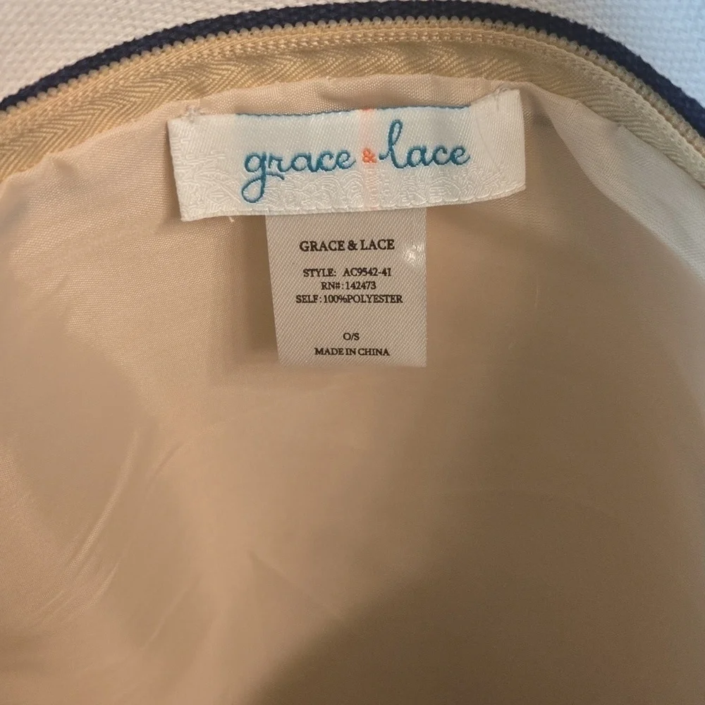 Grace and Lace Blue White Stripe Nautical Tote Bag